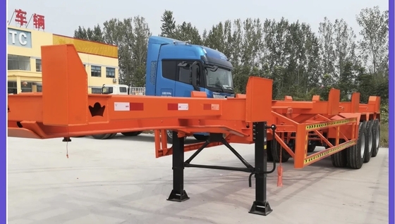Sistema de travagem de dupla linha EHL9400TJZ40 3 eixos 40 FT Flatbed Skeleton Semi Truck Trailer