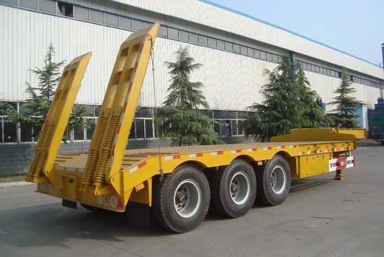 3 eixos 80tões de carga pesada de pescoço hidráulico Ramp Low Loader/Lowbed/Lowboy Low Bed Trailer Truck Semi-trailers para movimentação de escavadeiras