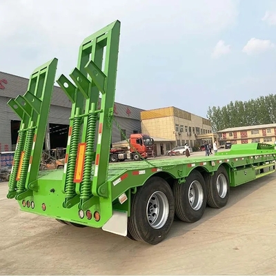3 eixos 80tões de carga pesada de pescoço hidráulico Ramp Low Loader/Lowbed/Lowboy Low Bed Trailer Truck Semi-trailers para movimentação de escavadeiras
