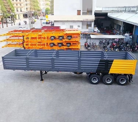 Semi-reboque de três eixos de parede lateral, tipo vedação, reboque para carga a granel com capacidade de 5,5 toneladas