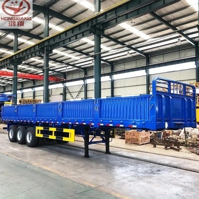 50 toneladas de carga pesada 3 eixos 13m de transporte de carga reboque de cama plana com parede lateral e cerca