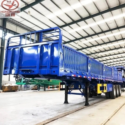 50 toneladas de carga pesada 3 eixos 13m de transporte de carga reboque de cama plana com parede lateral e cerca