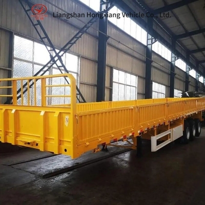 Reboque sem parede lateral não auto-dumpante de 3 eixos, semirreboque com plataforma lateral