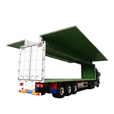 Semi-reboque de transporte de contentores de 3 eixos de 12 metros de aço tipo caixa com asa giratória
