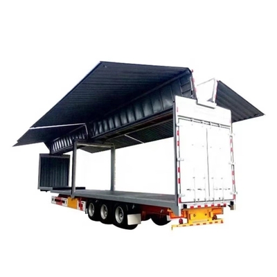 Semi-reboque de transporte de contentores de 3 eixos de 12 metros de aço tipo caixa com asa giratória