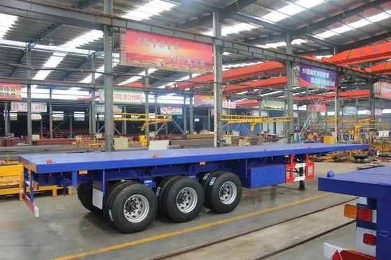 8.12.16 Pneus 3/4 eixo 60 toneladas Container Transport Flat Deck Truck Trailer Semi-trailer