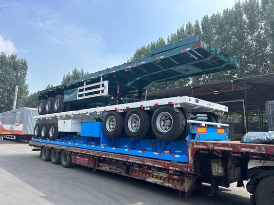 8.12.16 Pneus 3/4 eixo 60 toneladas Container Transport Flat Deck Truck Trailer Semi-trailer