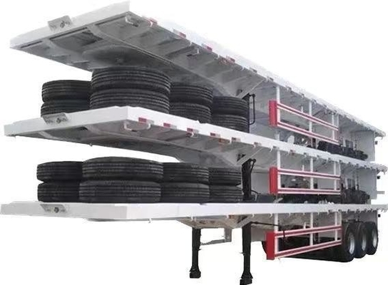 8.12.16 Pneus 3/4 eixo 60 toneladas Container Transport Flat Deck Truck Trailer Semi-trailer