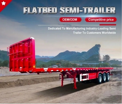 3 eixos Container de transporte de 20 pés de leito plano Semi-reboque com capacidade de carga de 60 toneladas